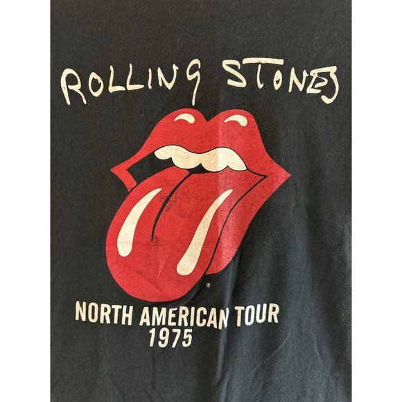 The Rolling Stones North American Tour 1975 T-Shirt Black Lips Logo Size M - Picture 4 of 8